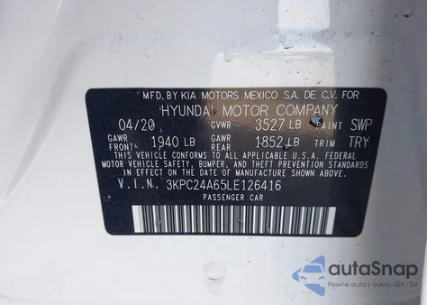 2020 Hyundai Accent Se из США, поврежденный, VIN 3KPC24A65LE126416